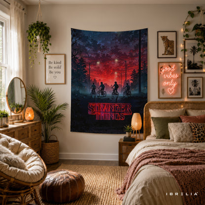 Stranger Things Retro Poster Wall Tapestry – Hawkins Adventure Wall Hanging