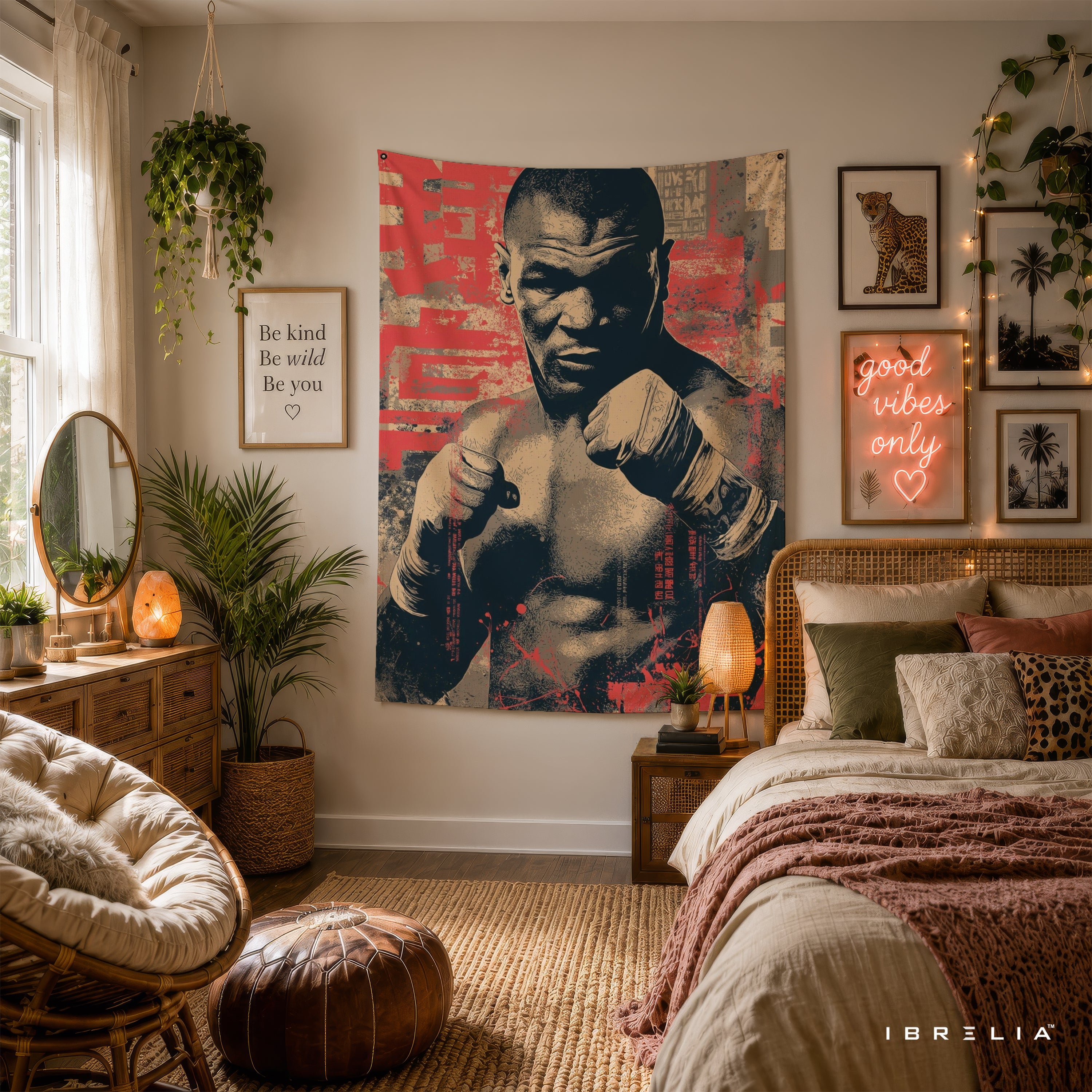 Mike Tyson Vintage Boxing Wall Tapestry | Premium Heavyweight Jute Fabric Wall Hanging