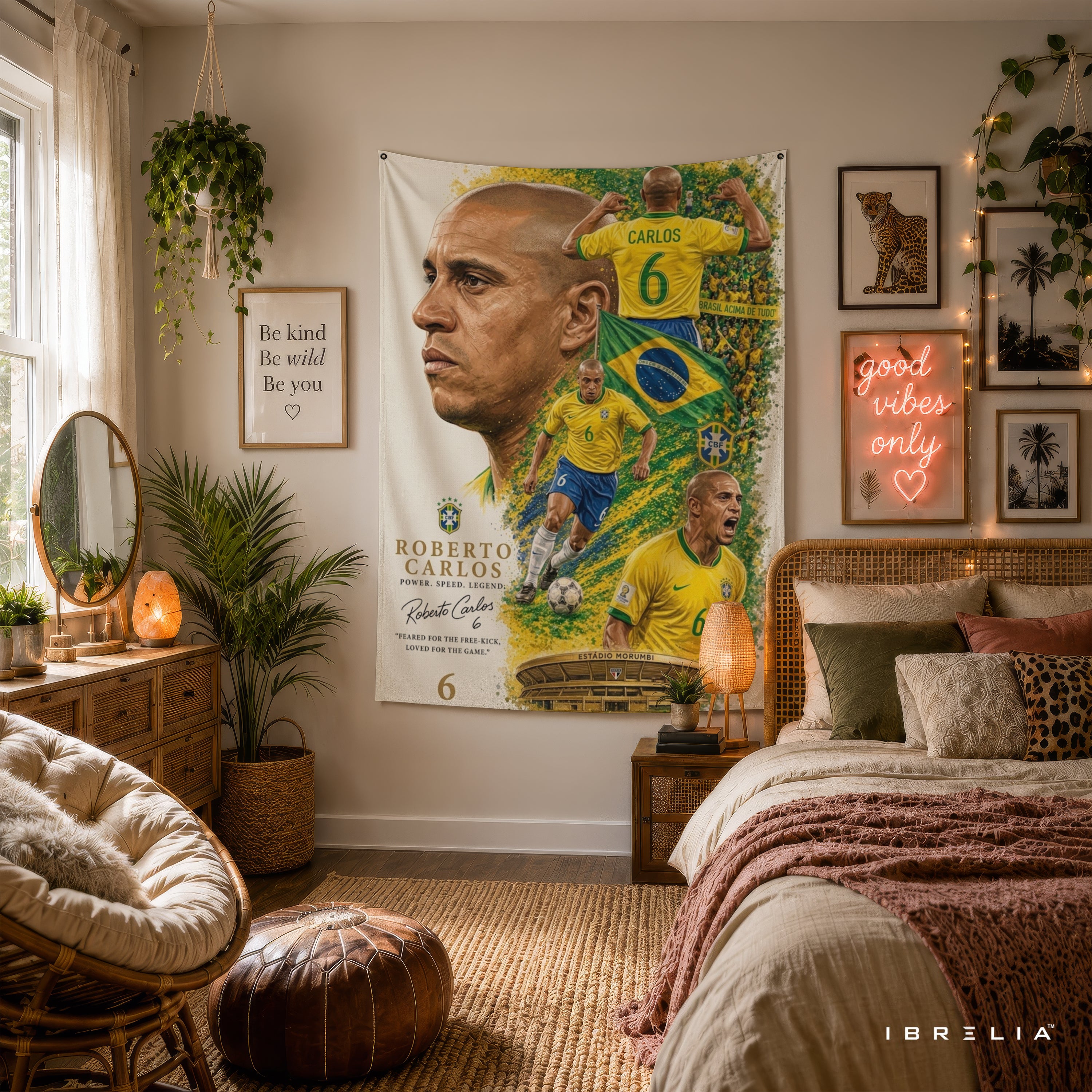 Roberto Carlos Brazil Legend Wall Tapestry | Premium Heavyweight Jute Fabric Wall Hanging