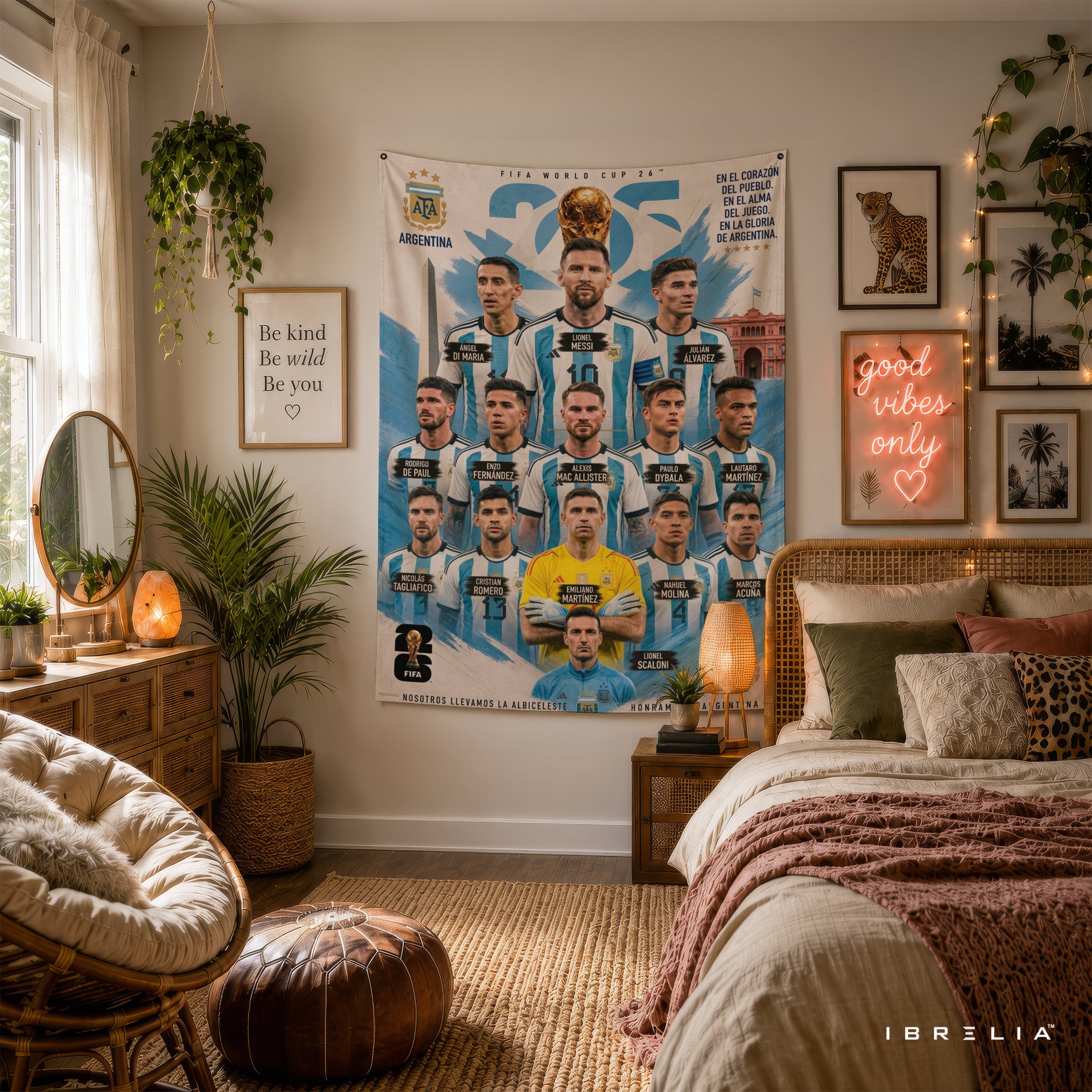 Argentina National Football Team Champions Wall Tapestry | Premium Heavyweight Jute Fabric Wall Hanging