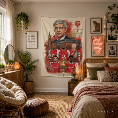 Arsène Wenger Arsenal Legend Wall Tapestry | Premium Heavyweight Jute Fabric Wall Hanging