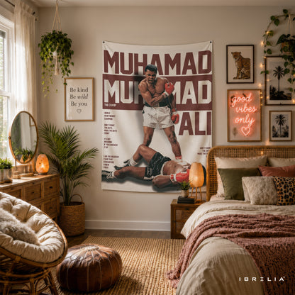 Muhammad Ali The Champ Wall Tapestry | Premium Heavyweight Jute Fabric Wall Hanging