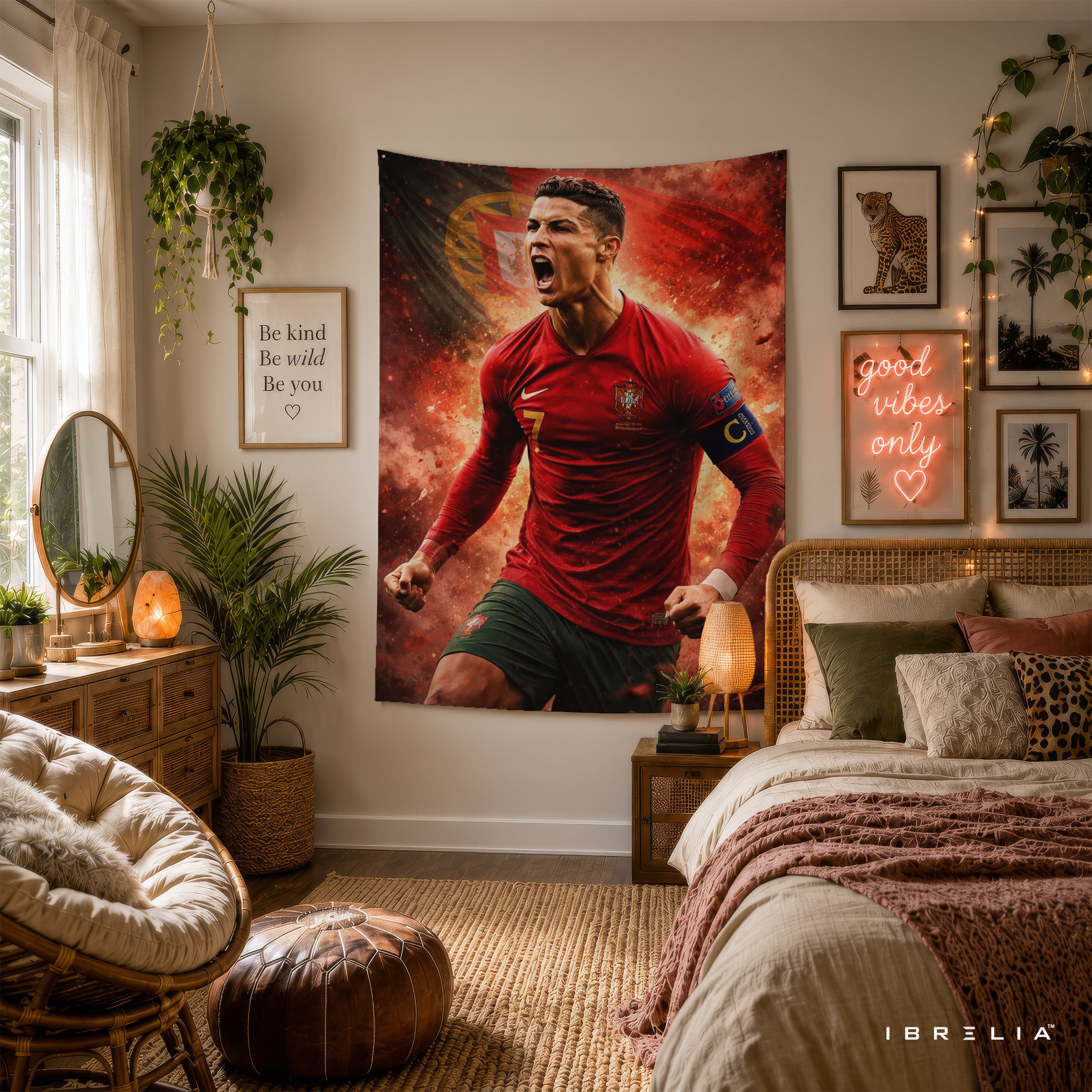 Cristiano Ronaldo Portugal Wall Tapestry | Premium Heavyweight Jute Fabric Wall Hanging