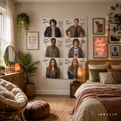 Stranger Things Main Characters Wall Tapestry – Hawkins Heroes Collage Wall Hanging