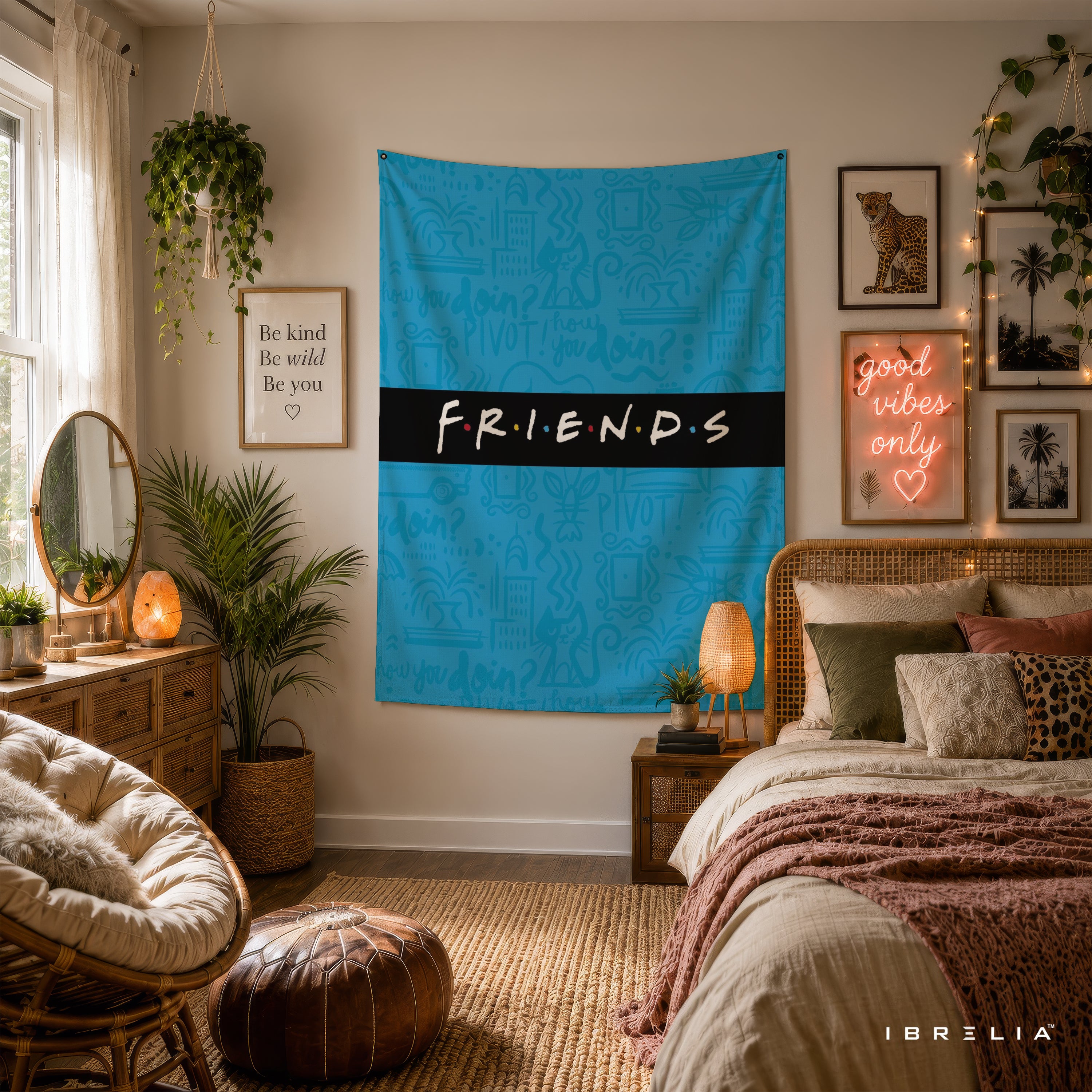 Friends Minimal Logo Wall Tapestry – Modern Sitcom Typography Wall Hanging