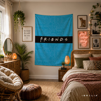 Friends Minimal Logo Wall Tapestry – Modern Sitcom Typography Wall Hanging