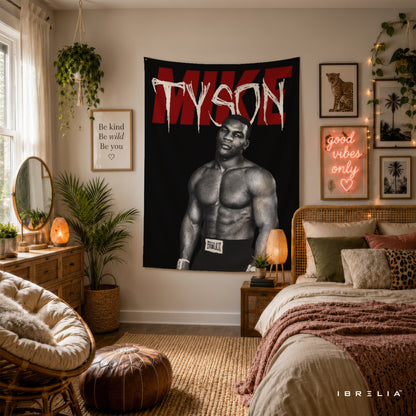 Mike Tyson Vintage Portrait Wall Tapestry | Premium Heavyweight Jute Fabric Wall Hanging
