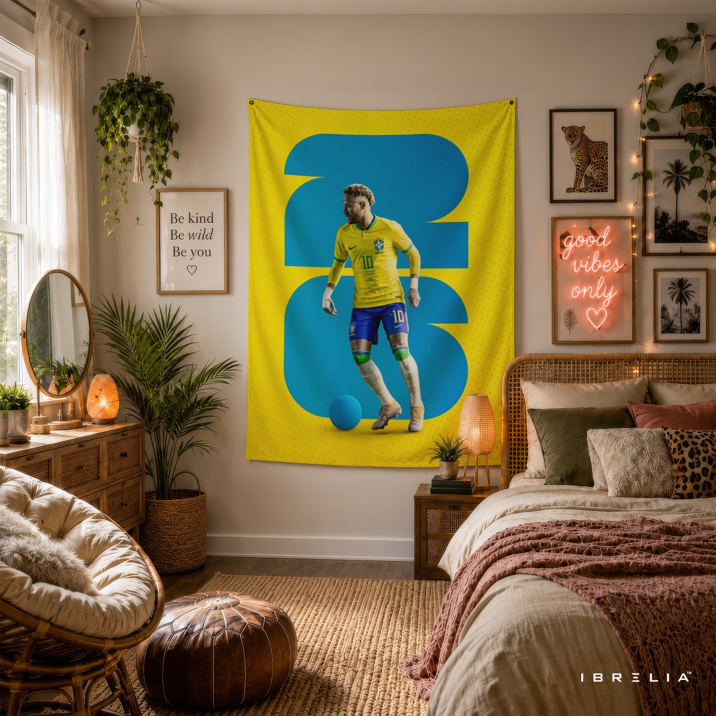 Neymar Brazil Number 10 Wall Tapestry | Premium Heavyweight Jute Fabric Wall Hanging