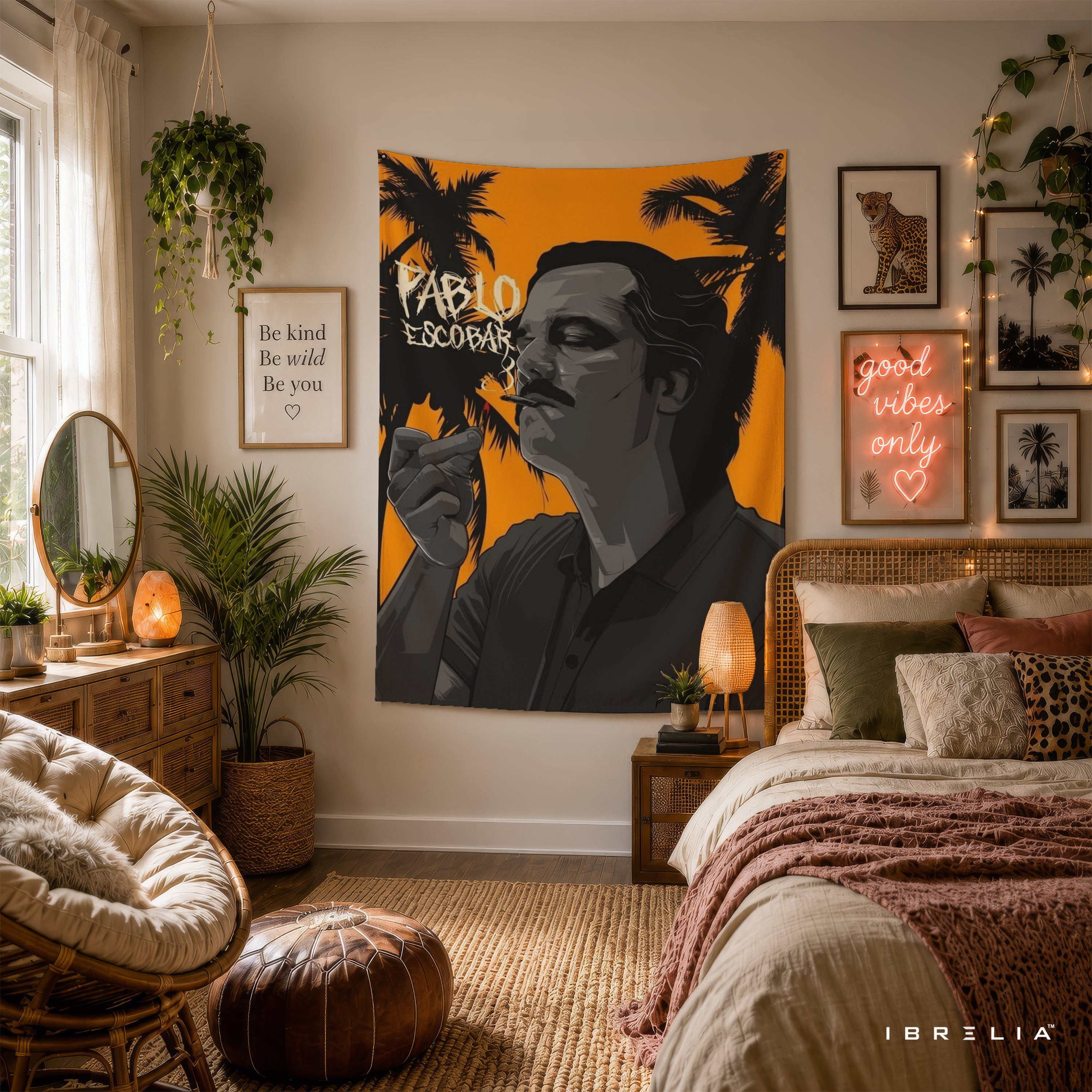 Pablo Escobar Portrait Wall Tapestry | Premium Heavyweight Jute Fabric Wall Hanging