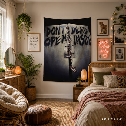 Don't Open Dead Inside The Walking Dead Wall Tapestry | Premium Heavyweight Jute Fabric Wall Hanging