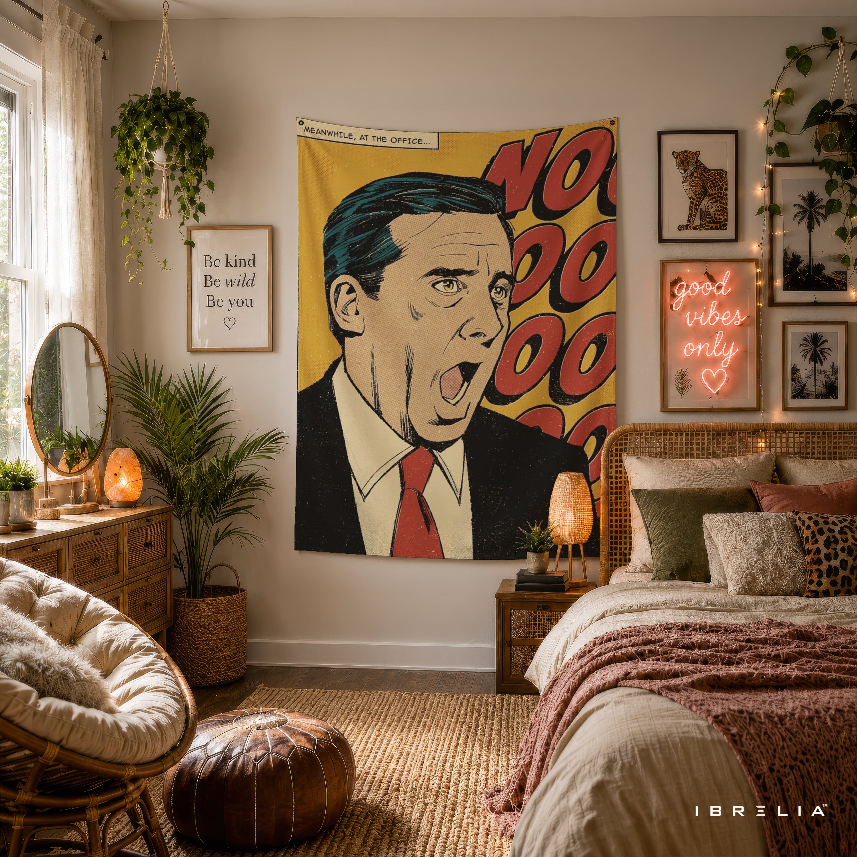 Michael Scott No God Please No Wall Tapestry | Premium Heavyweight Jute Fabric Wall Hanging