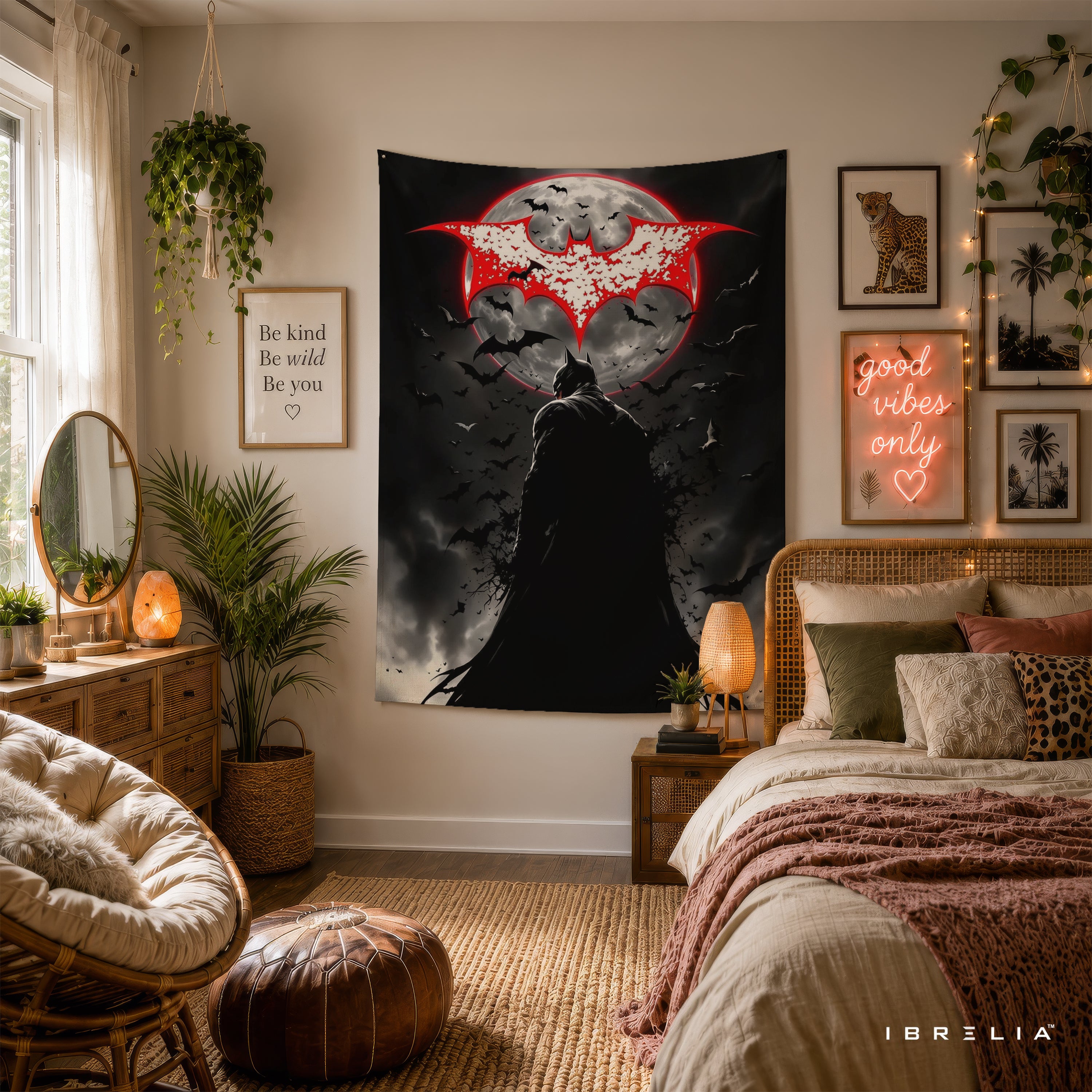 Batman Moonlight Logo Wall Tapestry – Premium Superhero Wall Hanging & Home Decor in Pakistan