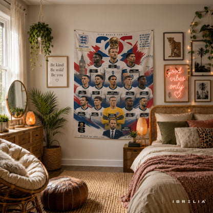 England National Football Team Stars Wall Tapestry | Premium Heavyweight Jute Fabric Wall Hanging