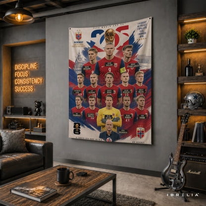 Norway National Football Team Stars Wall Tapestry | Premium Heavyweight Jute Fabric Wall Hanging