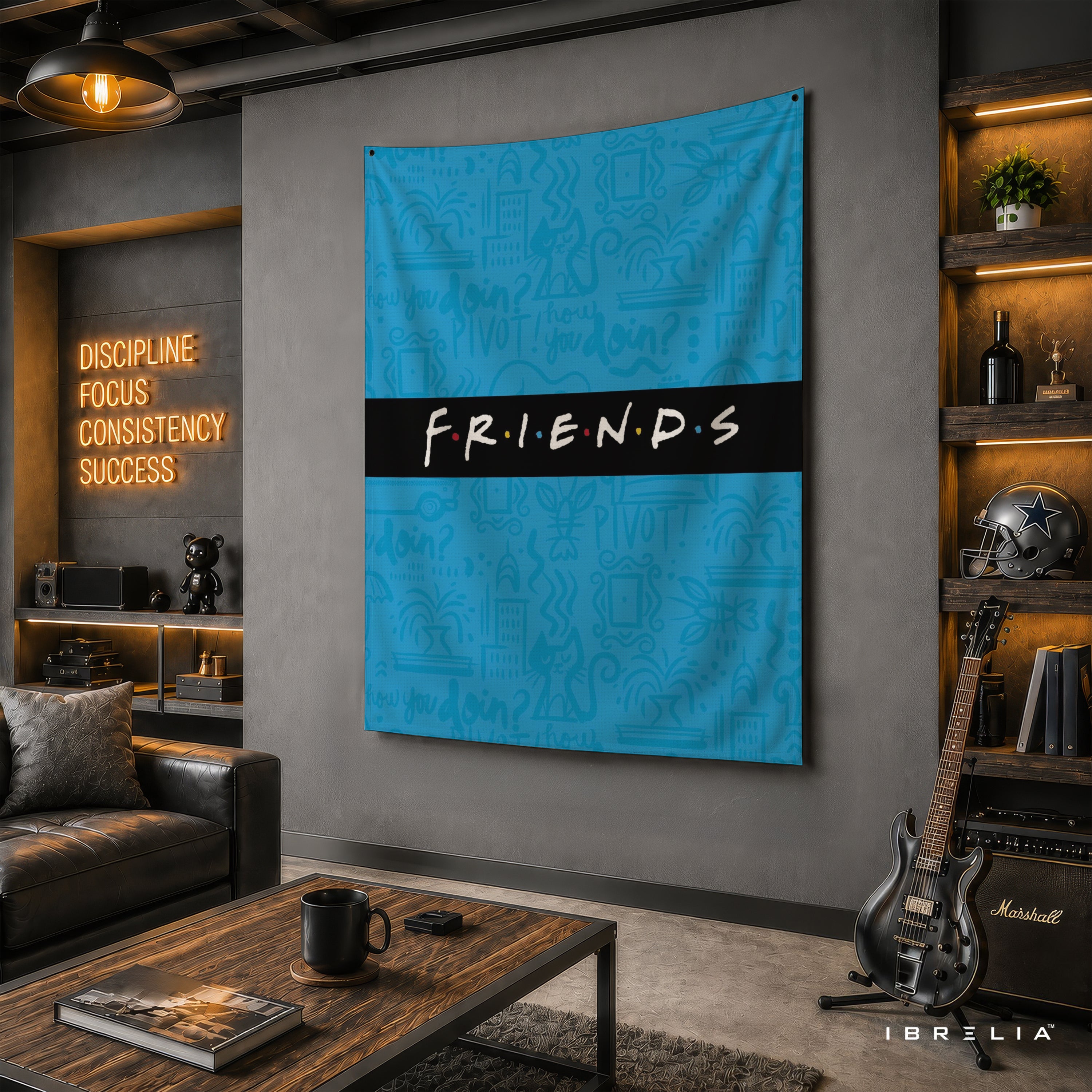 Friends Minimal Logo Wall Tapestry – Modern Sitcom Typography Wall Hanging