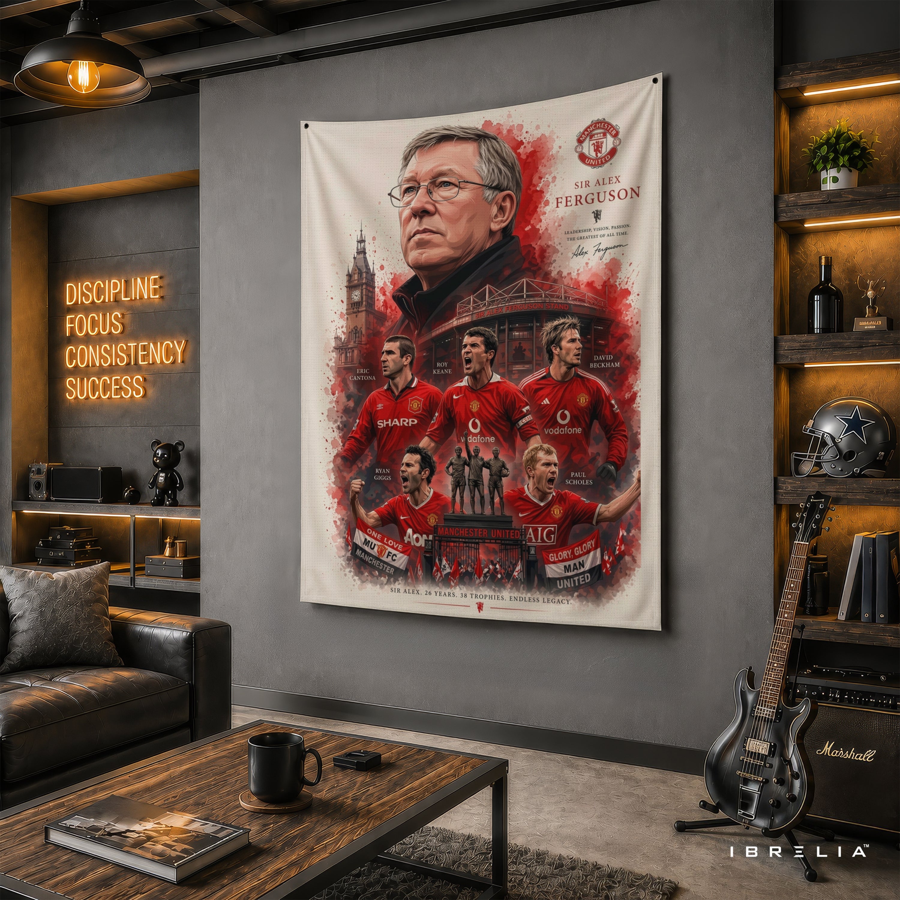 Sir Alex Ferguson Manchester United Legend Wall Tapestry | Premium Heavyweight Jute Fabric Wall Hanging