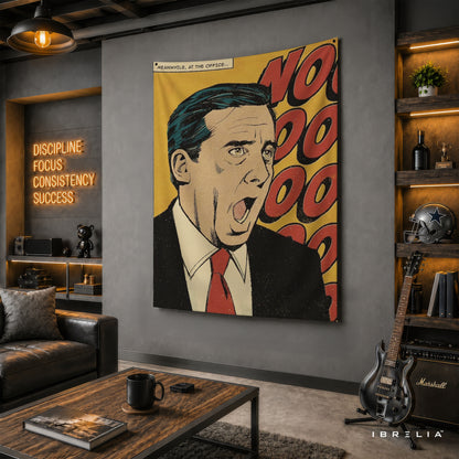 Michael Scott No God Please No Wall Tapestry | Premium Heavyweight Jute Fabric Wall Hanging
