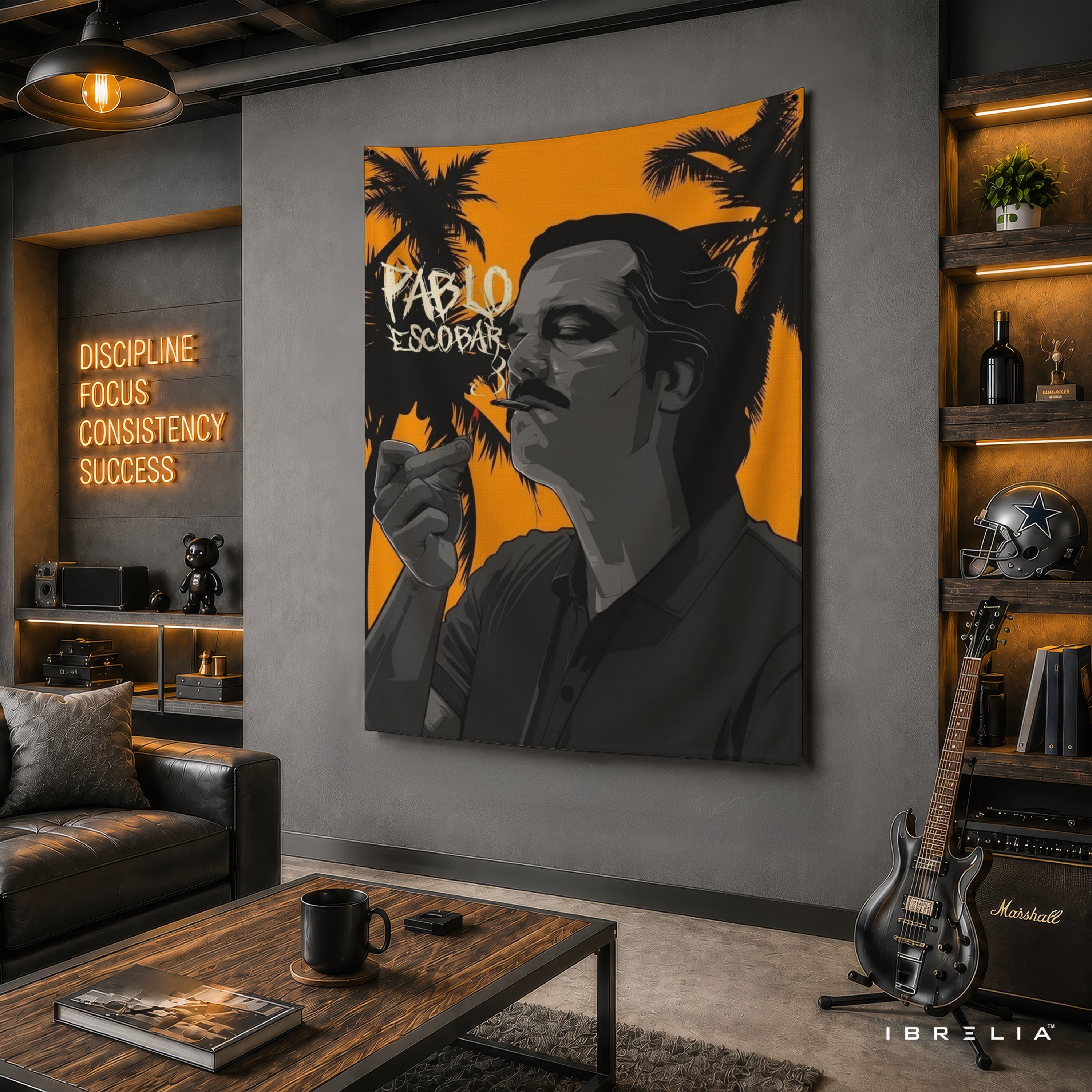 Pablo Escobar Portrait Wall Tapestry | Premium Heavyweight Jute Fabric Wall Hanging