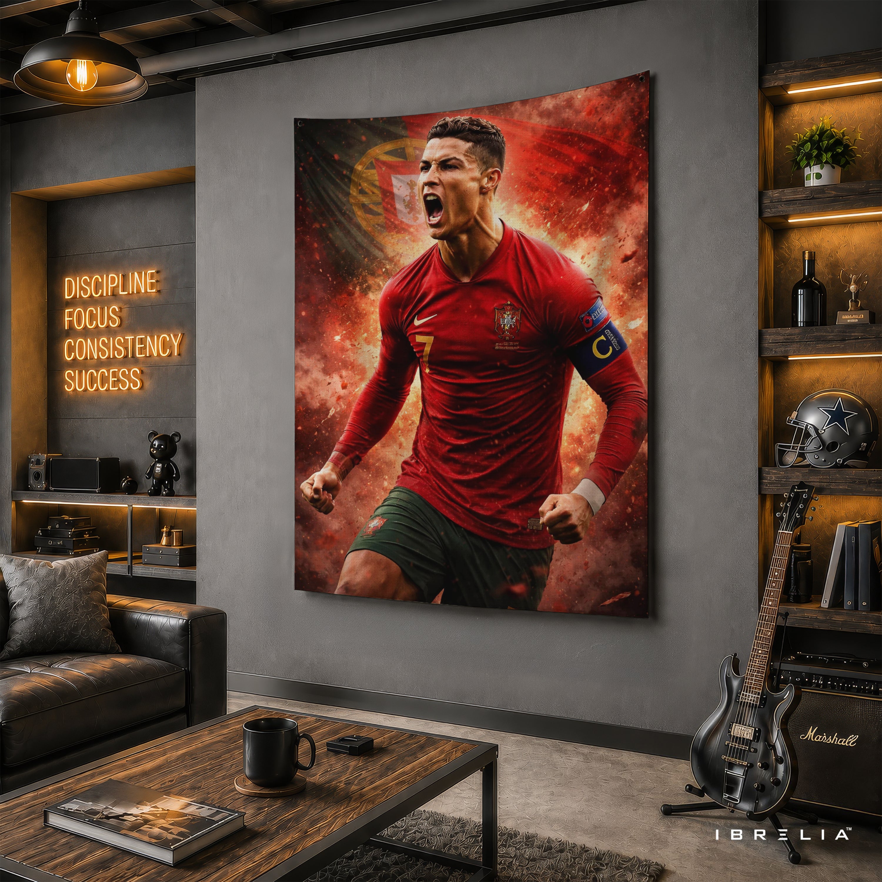 Cristiano Ronaldo Portugal Wall Tapestry | Premium Heavyweight Jute Fabric Wall Hanging