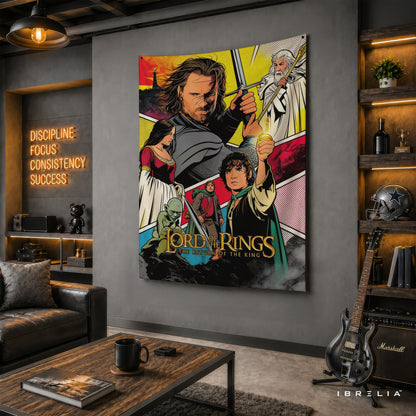 The Lord of the Rings Comic Style Wall Tapestry – Fantasy Adventure Wall Hanging