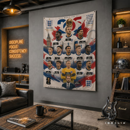 England National Football Team Stars Wall Tapestry | Premium Heavyweight Jute Fabric Wall Hanging
