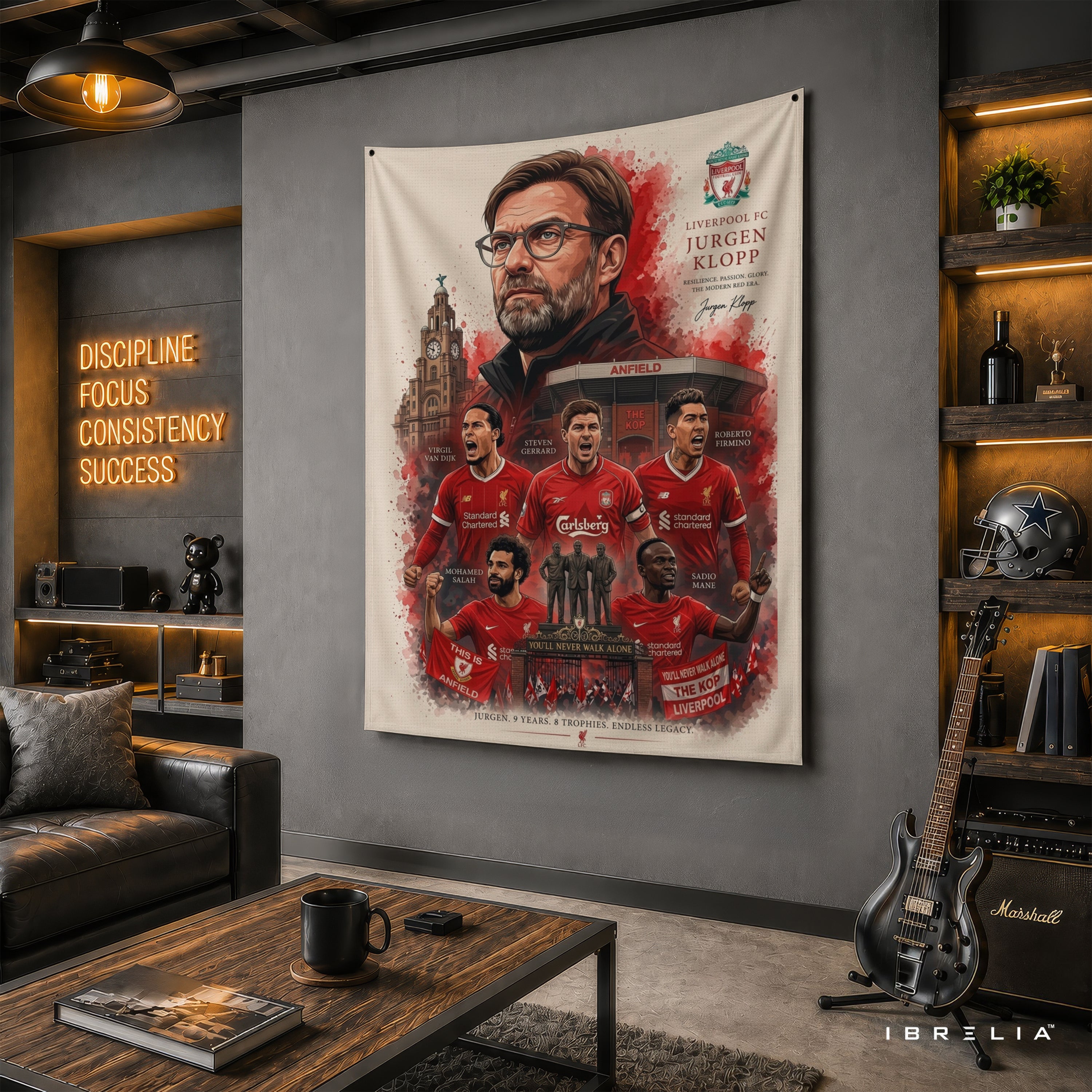 Jürgen Klopp Liverpool Legend Wall Tapestry | Premium Heavyweight Jute Fabric Wall Hanging