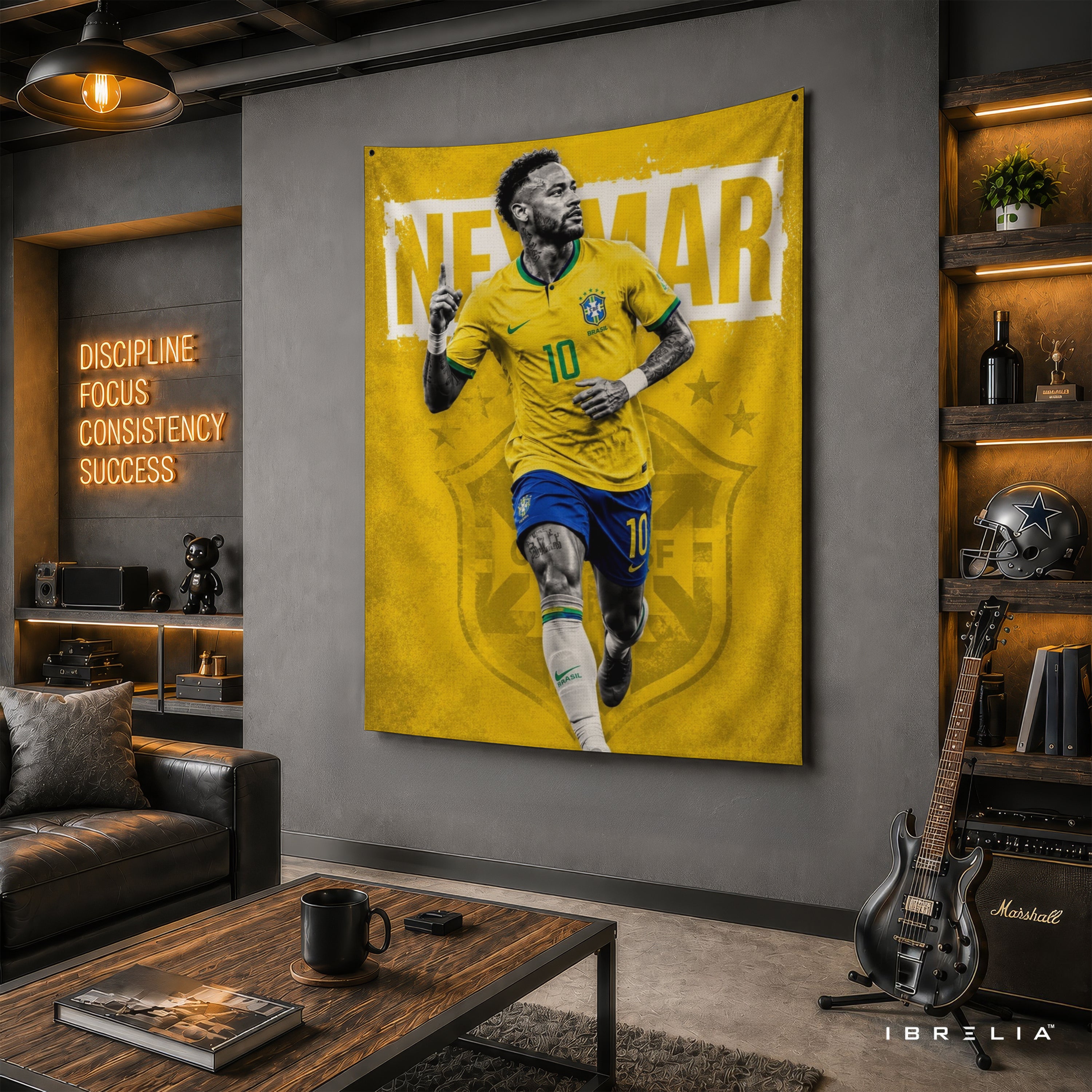 Neymar Brazil Legacy Wall Tapestry | Premium Heavyweight Jute Fabric Wall Hanging