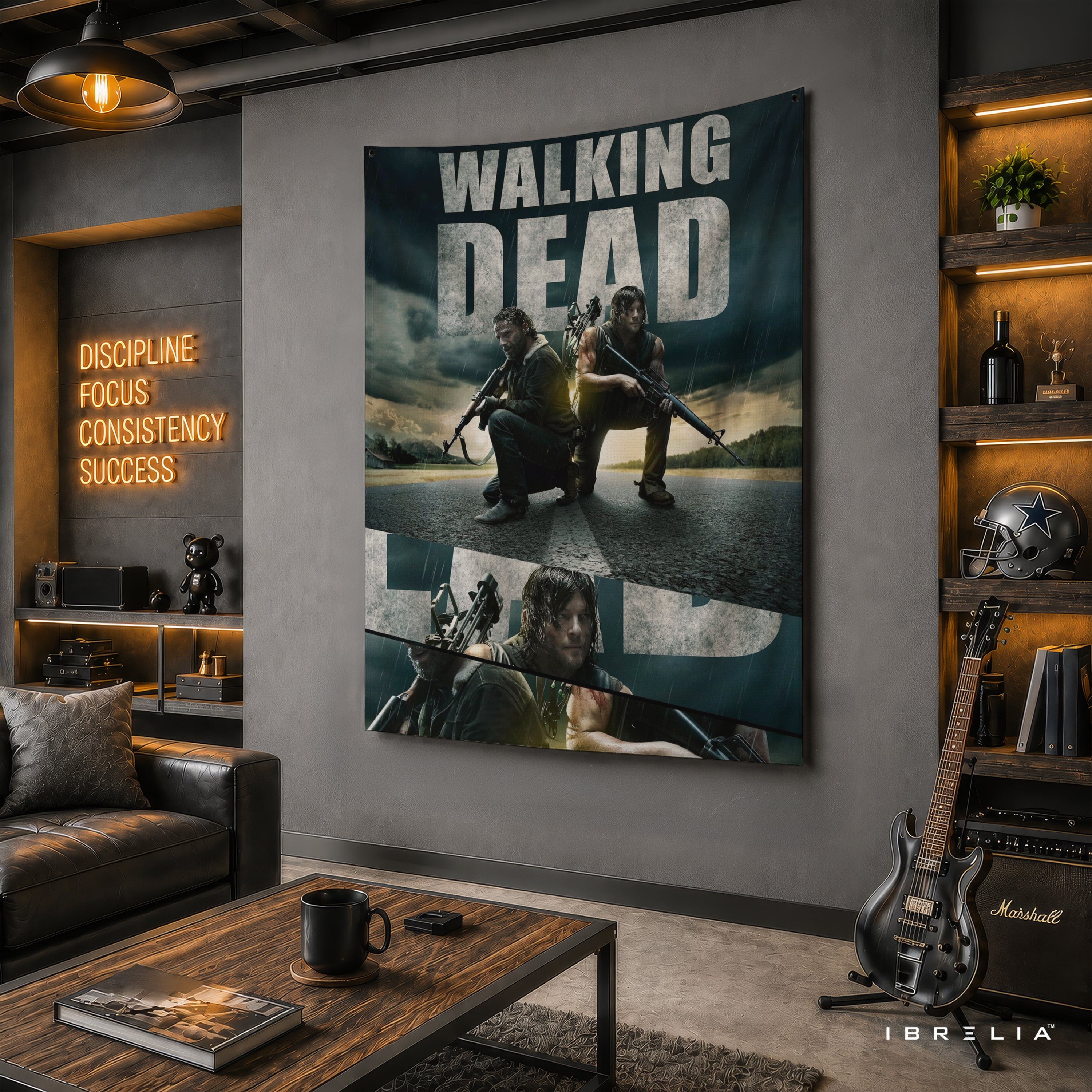 Rick Grimes & Daryl Dixon The Walking Dead Wall Tapestry | Premium Heavyweight Jute Fabric Wall Hanging