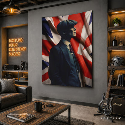 Thomas Shelby Union Jack Wall Tapestry | Premium Heavyweight Jute Fabric Wall Hanging