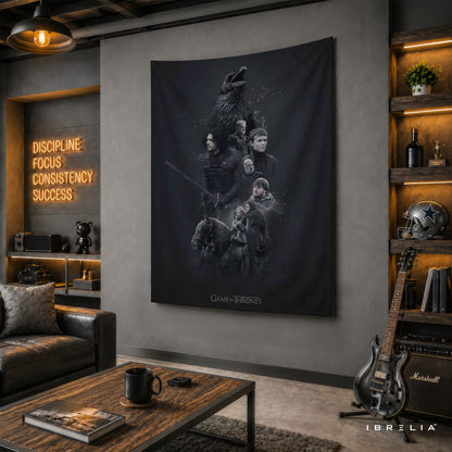 Night's Watch Game of Thrones Wall Tapestry | Premium Heavyweight Jute Fabric Wall Hanging