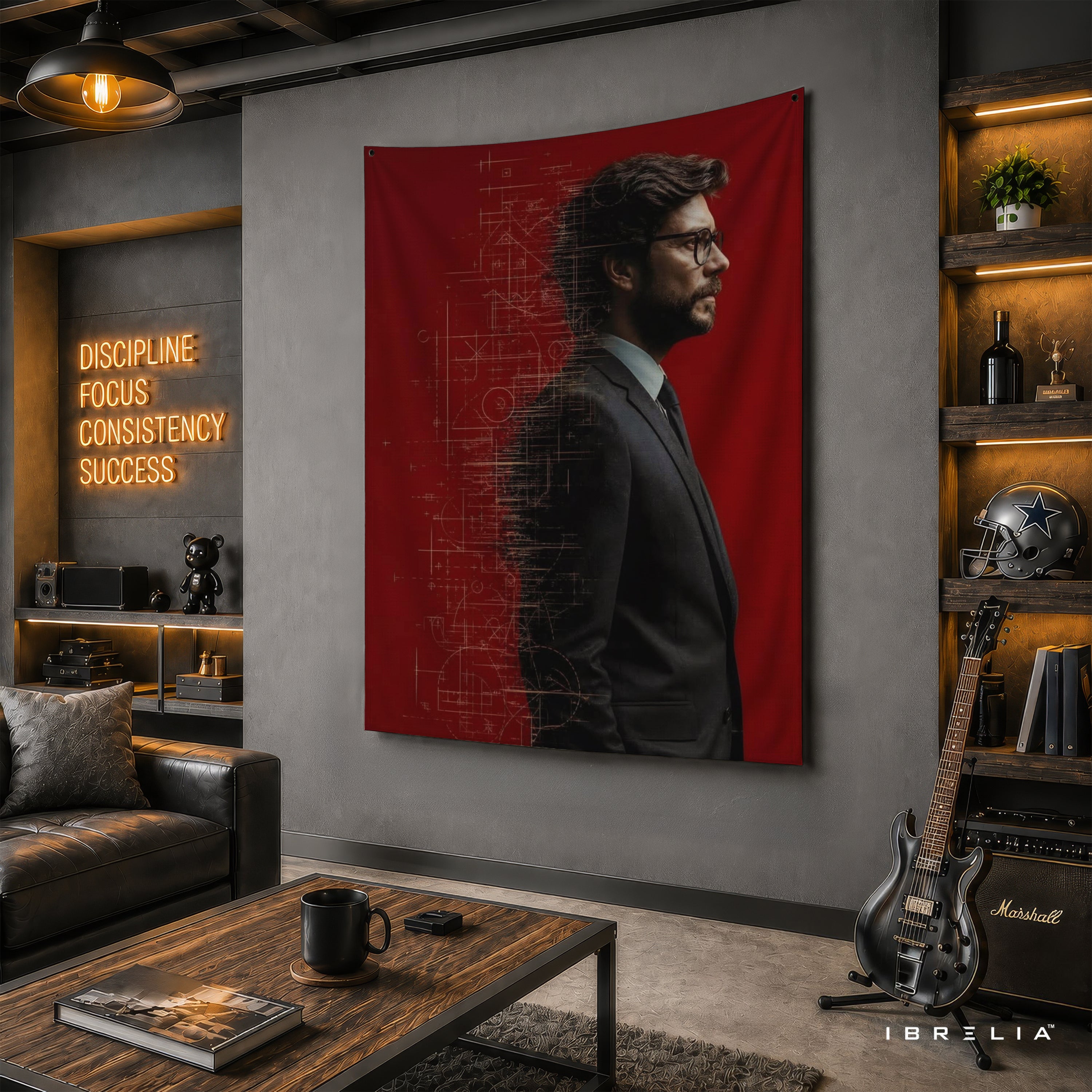 The Professor Blueprint Wall Tapestry | Premium Heavyweight Jute Fabric Wall Hanging