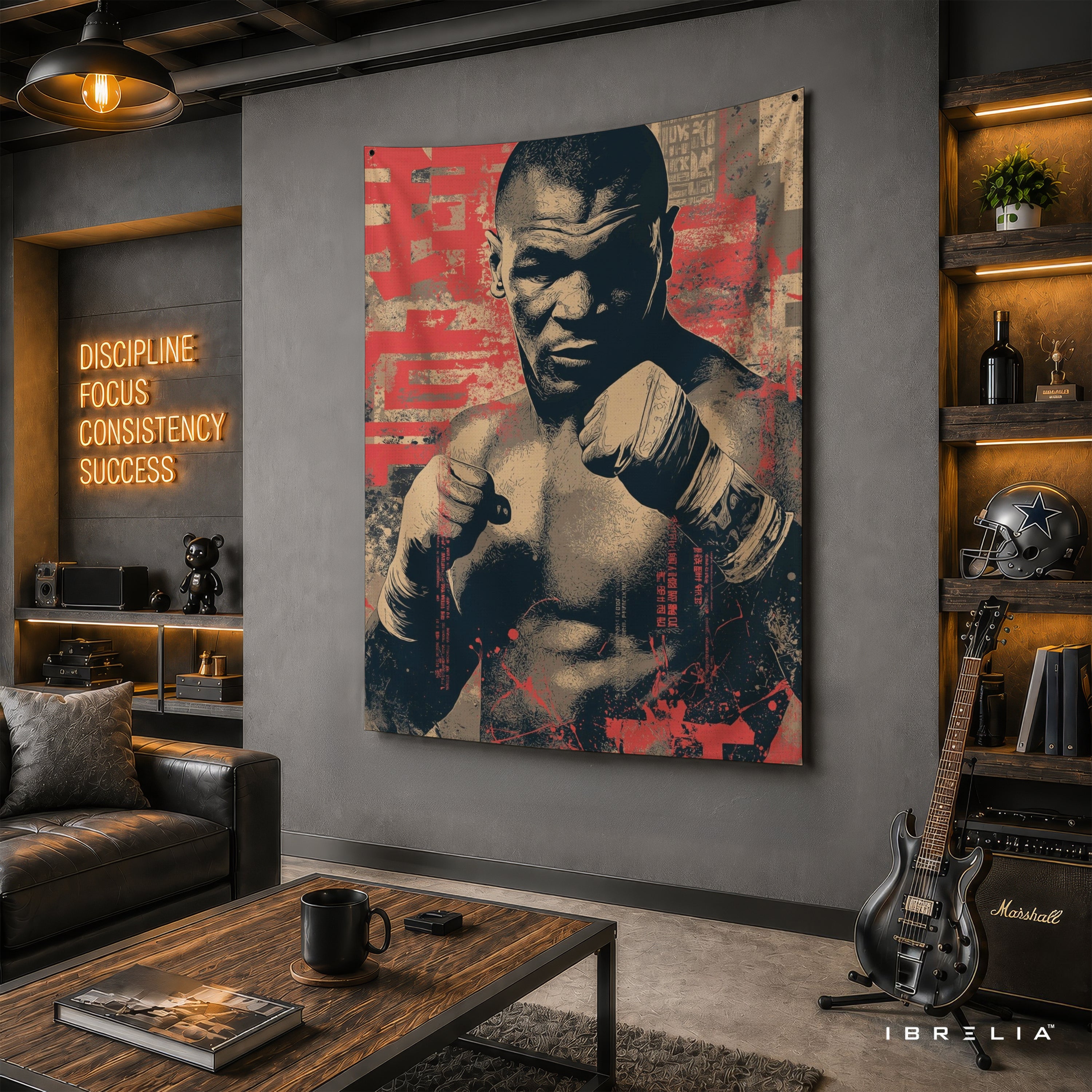 Mike Tyson Vintage Boxing Wall Tapestry | Premium Heavyweight Jute Fabric Wall Hanging