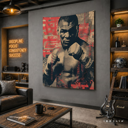 Mike Tyson Vintage Boxing Wall Tapestry | Premium Heavyweight Jute Fabric Wall Hanging