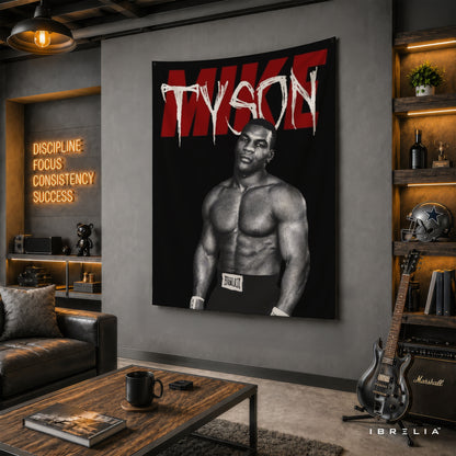 Mike Tyson Vintage Portrait Wall Tapestry | Premium Heavyweight Jute Fabric Wall Hanging