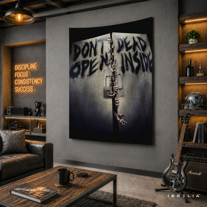 Don't Open Dead Inside The Walking Dead Wall Tapestry | Premium Heavyweight Jute Fabric Wall Hanging