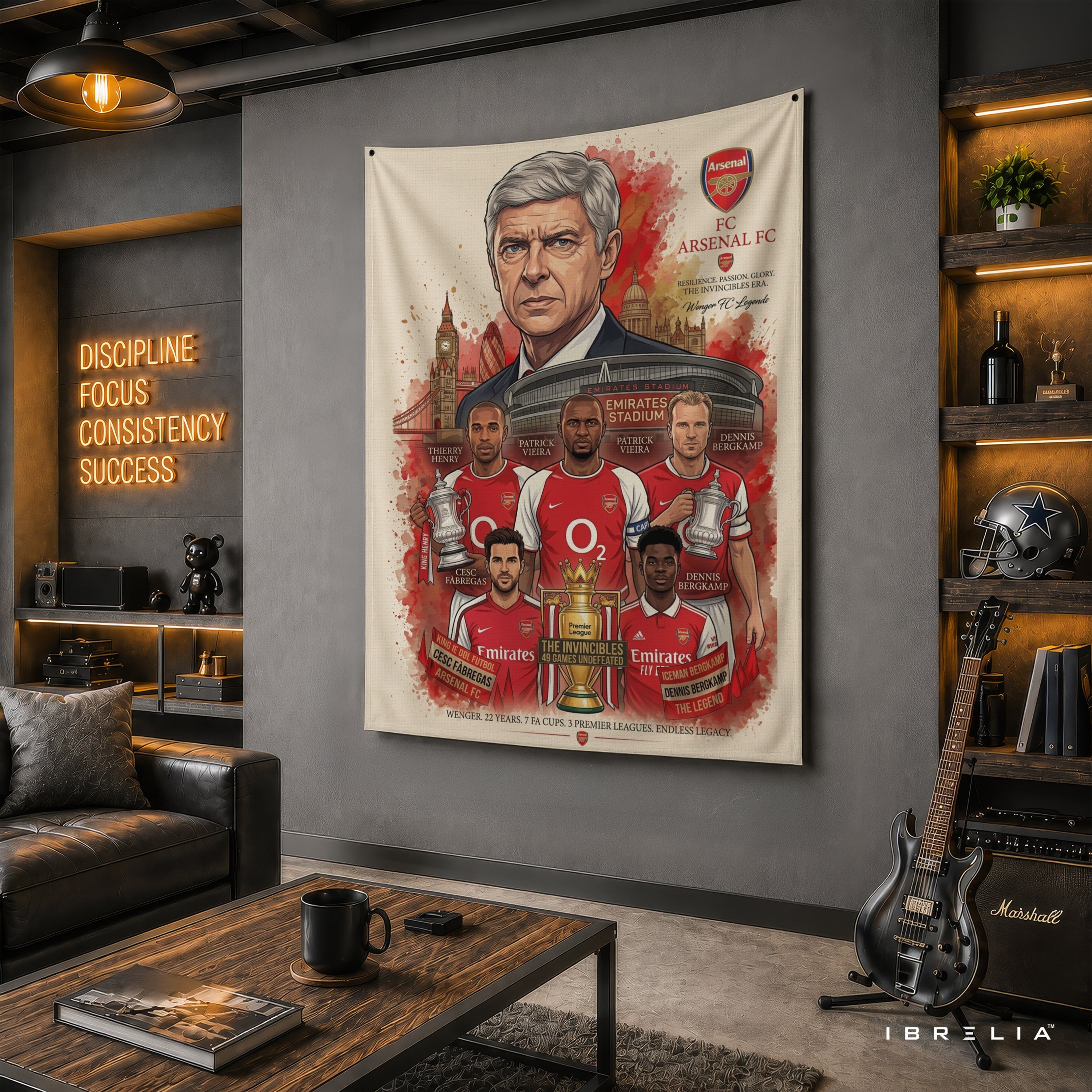 Arsène Wenger Arsenal Legend Wall Tapestry | Premium Heavyweight Jute Fabric Wall Hanging