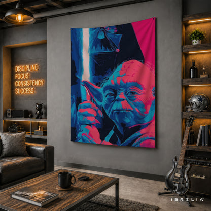 Yoda & Darth Vader Neon Pop Art Wall Tapestry – Star Wars Sci-Fi Wall Hanging