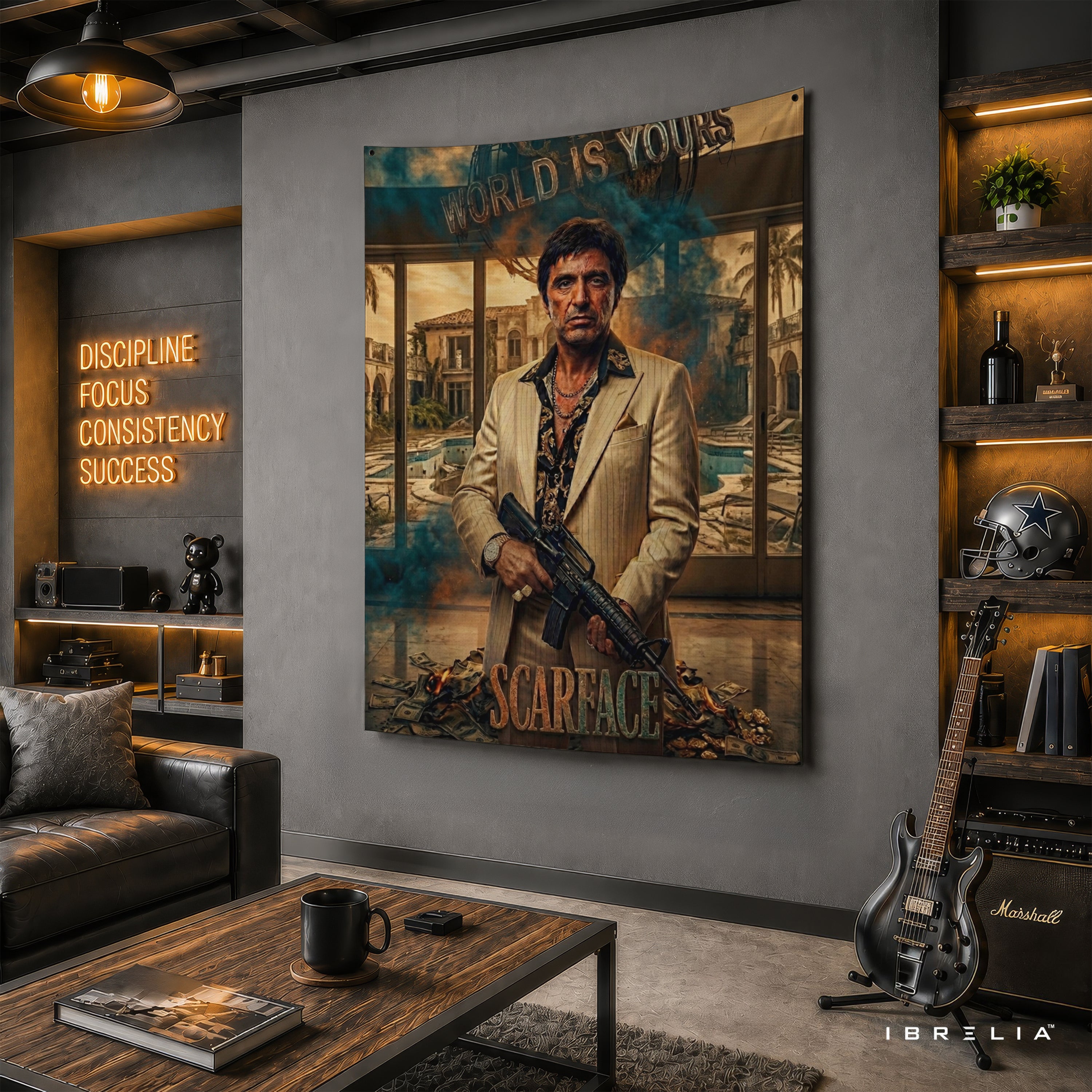 Scarface Tony Montana World Is Yours Wall Tapestry – Premium Movie Wall Hanging & Home Decor in Pakistan