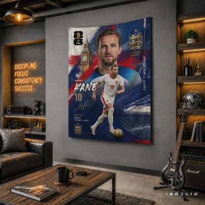 Harry Kane England Champion Edition Wall Tapestry | Premium Heavyweight Jute Fabric Wall Hanging