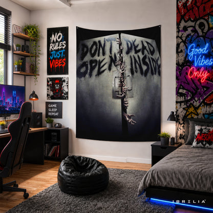 Don't Open Dead Inside The Walking Dead Wall Tapestry | Premium Heavyweight Jute Fabric Wall Hanging