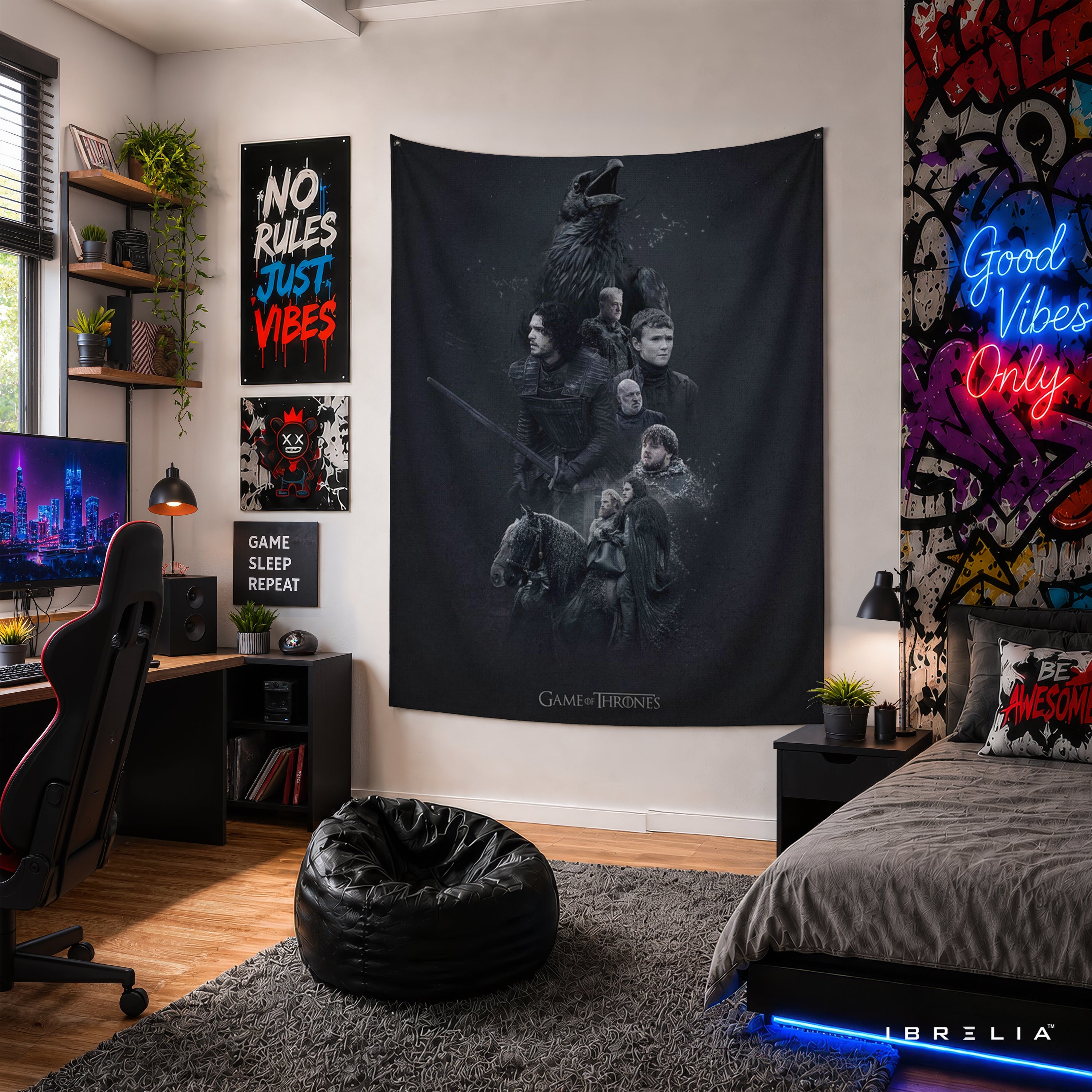 Night's Watch Game of Thrones Wall Tapestry | Premium Heavyweight Jute Fabric Wall Hanging