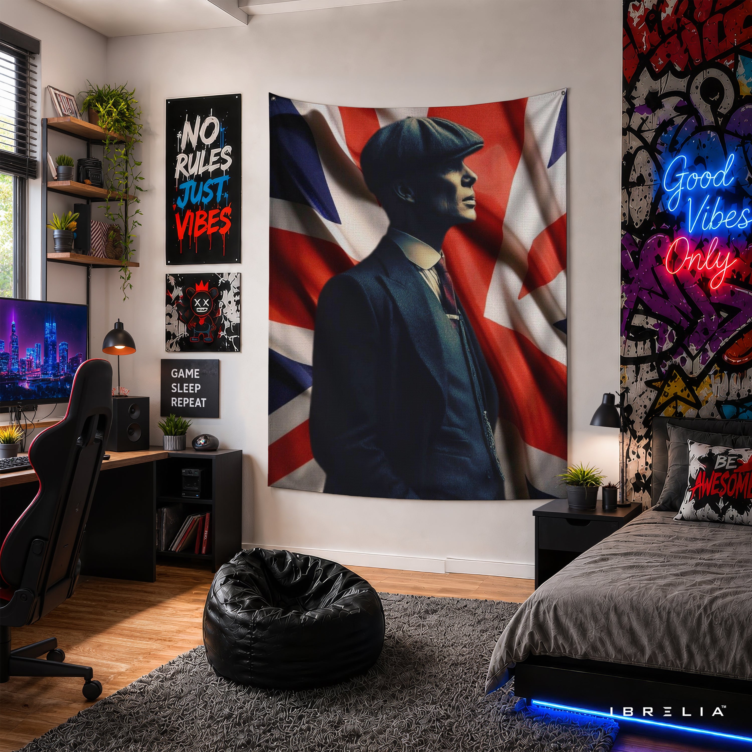 Thomas Shelby Union Jack Wall Tapestry | Premium Heavyweight Jute Fabric Wall Hanging