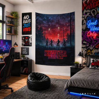 Stranger Things Retro Poster Wall Tapestry – Hawkins Adventure Wall Hanging