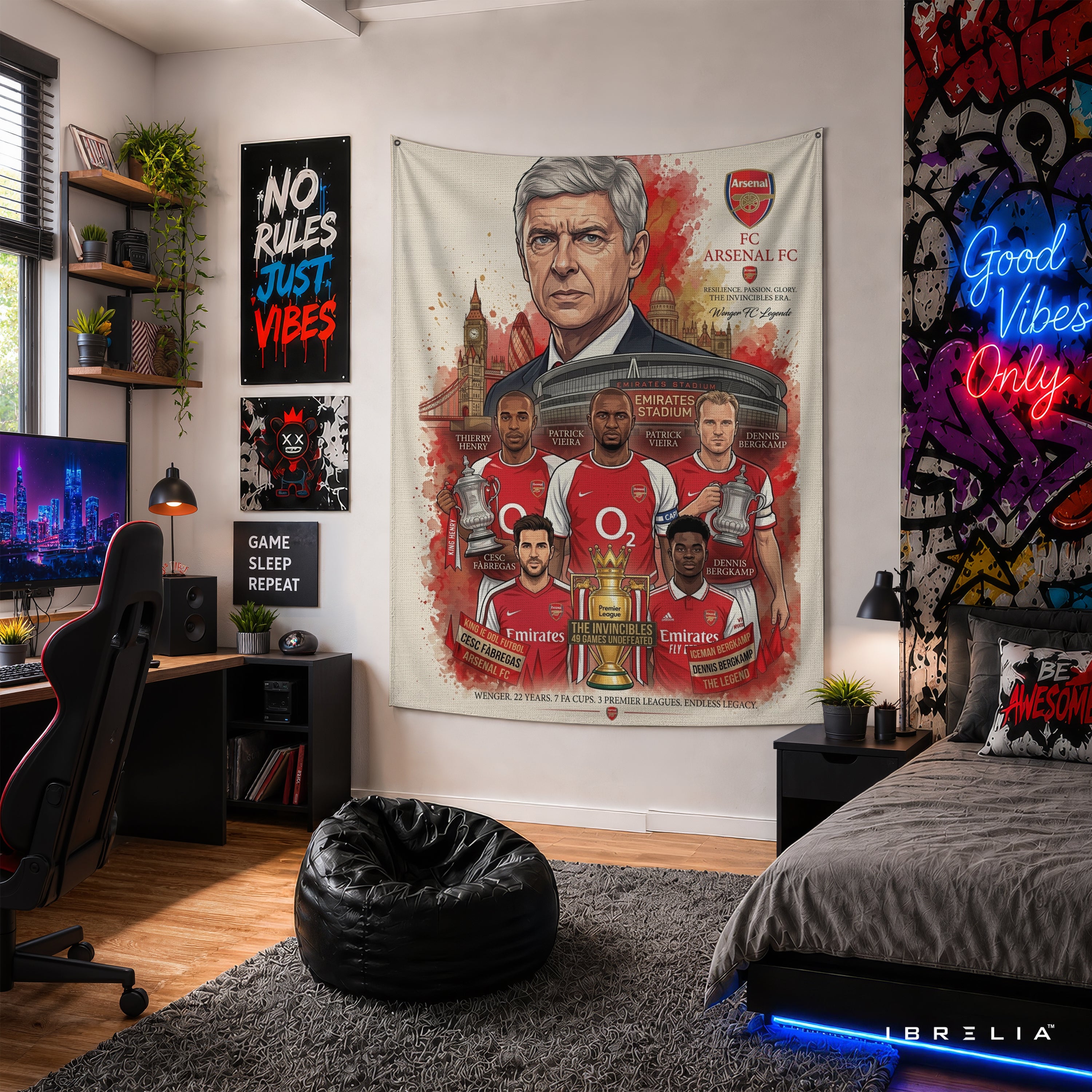 Arsène Wenger Arsenal Legend Wall Tapestry | Premium Heavyweight Jute Fabric Wall Hanging