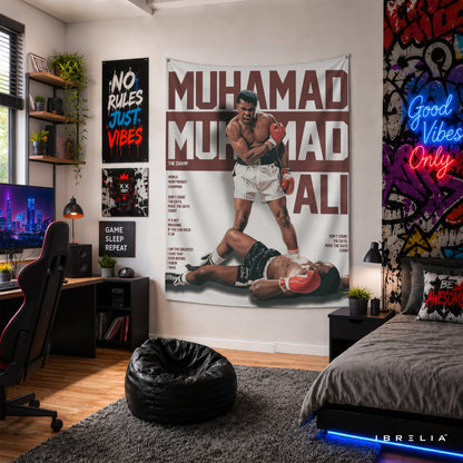 Muhammad Ali The Champ Wall Tapestry | Premium Heavyweight Jute Fabric Wall Hanging