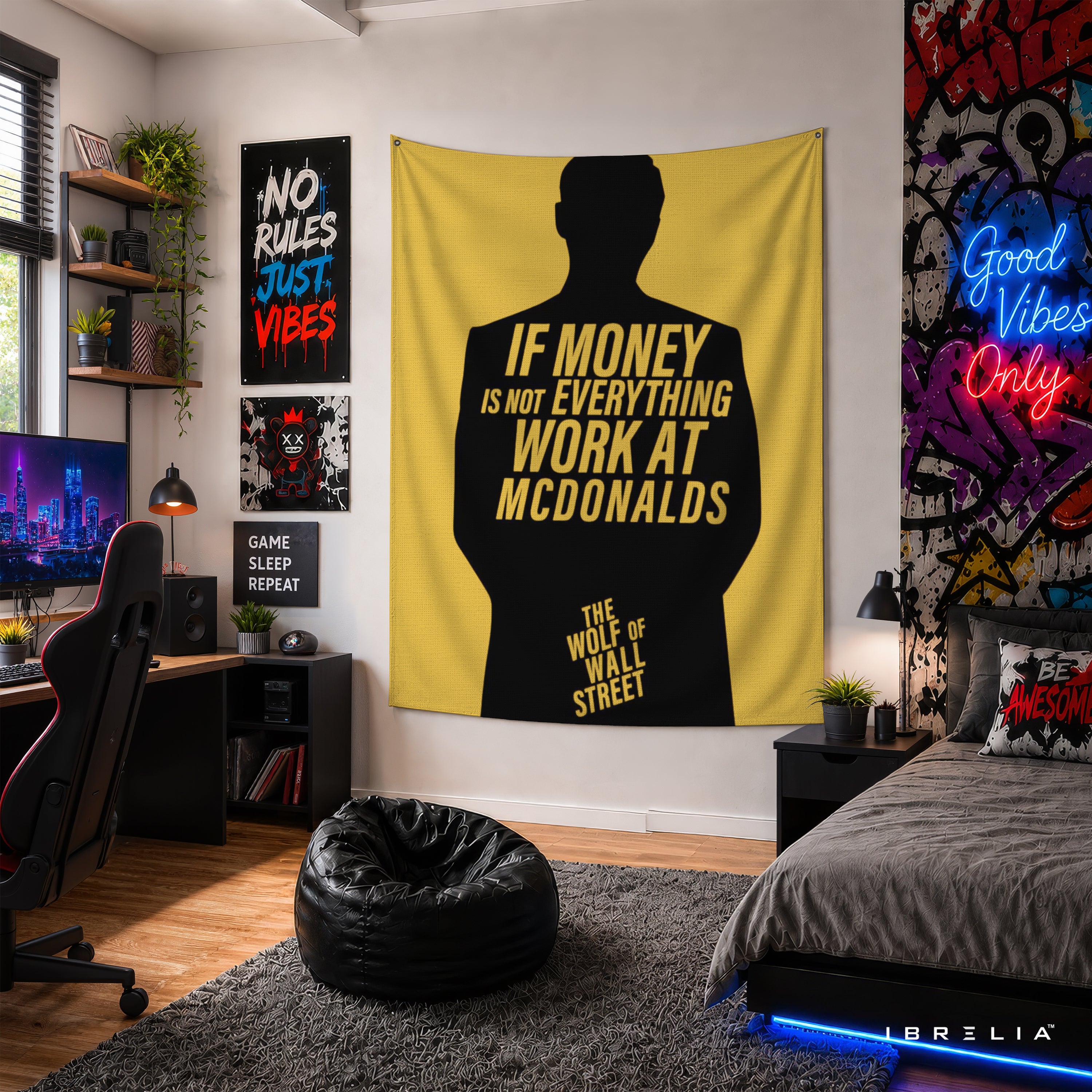 If Money Is Not Everything Work at McDonald's Wall Tapestry – The Wolf of Wall Street Inspired Motivational Wall Hanging