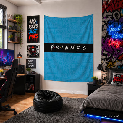 Friends Minimal Logo Wall Tapestry – Modern Sitcom Typography Wall Hanging