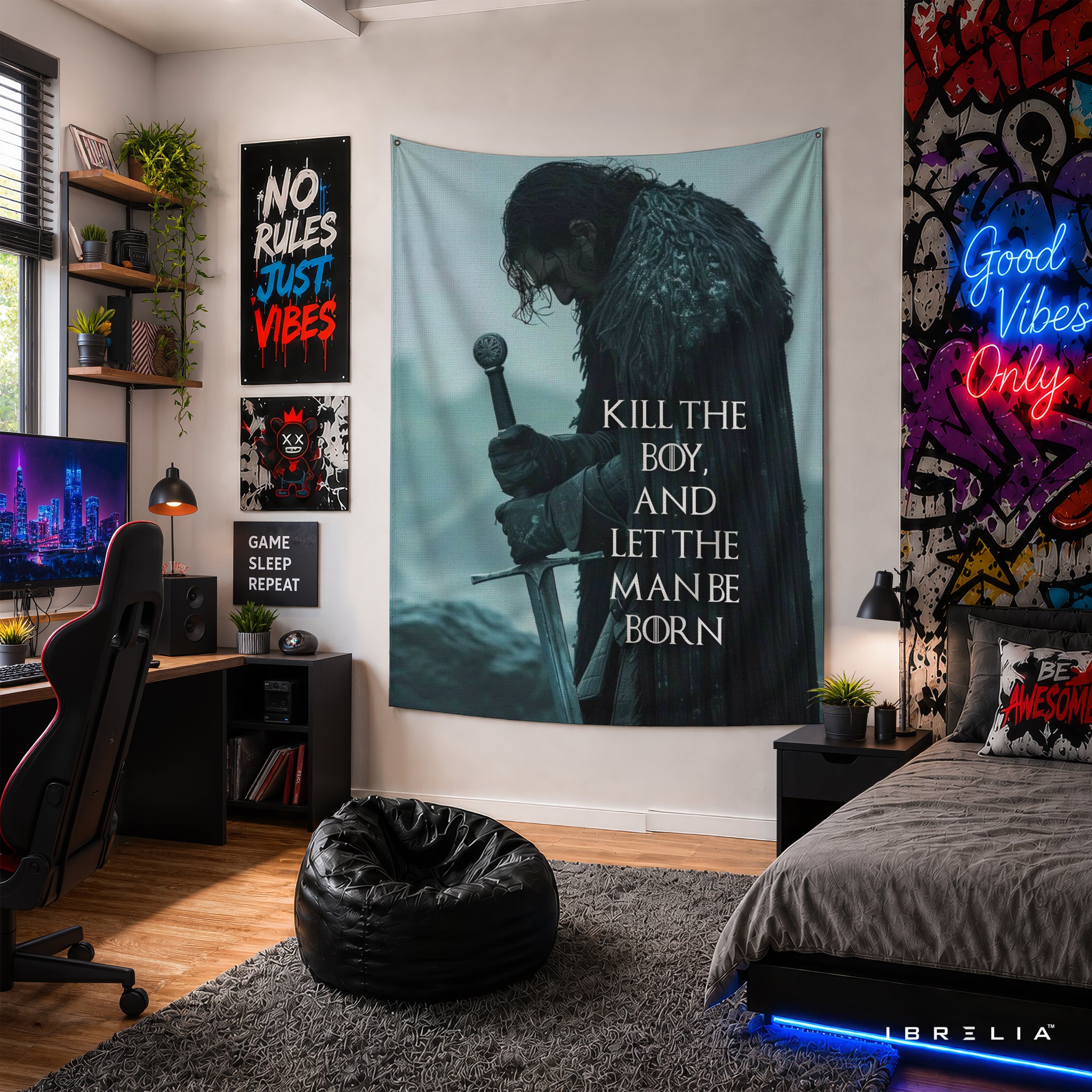 Kill the Boy Quote Game of Thrones Wall Tapestry | Premium Heavyweight Jute Fabric Wall Hanging