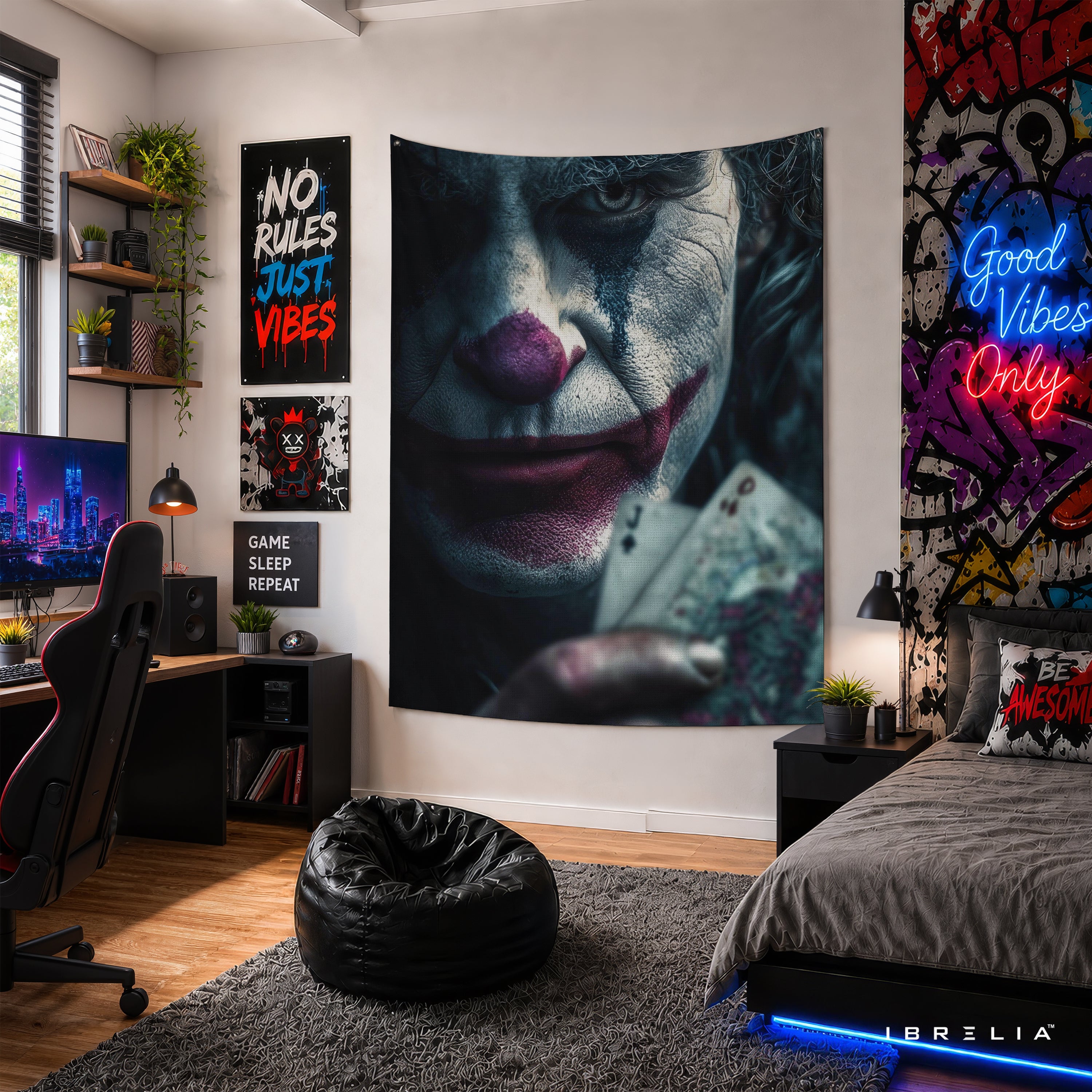 Joker Playing Cards Wall Tapestry – Premium Supervillain Movie Wall Hanging & Home Decor in Pakistan
