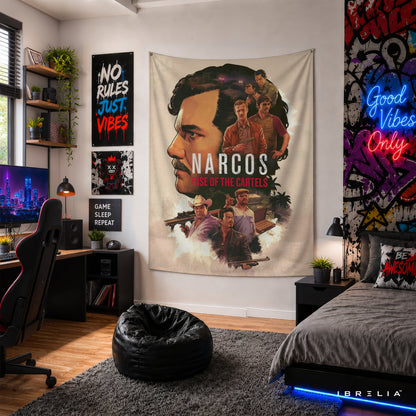 Narcos Rise of the Cartels Wall Tapestry | Premium Heavyweight Jute Fabric Wall Hanging